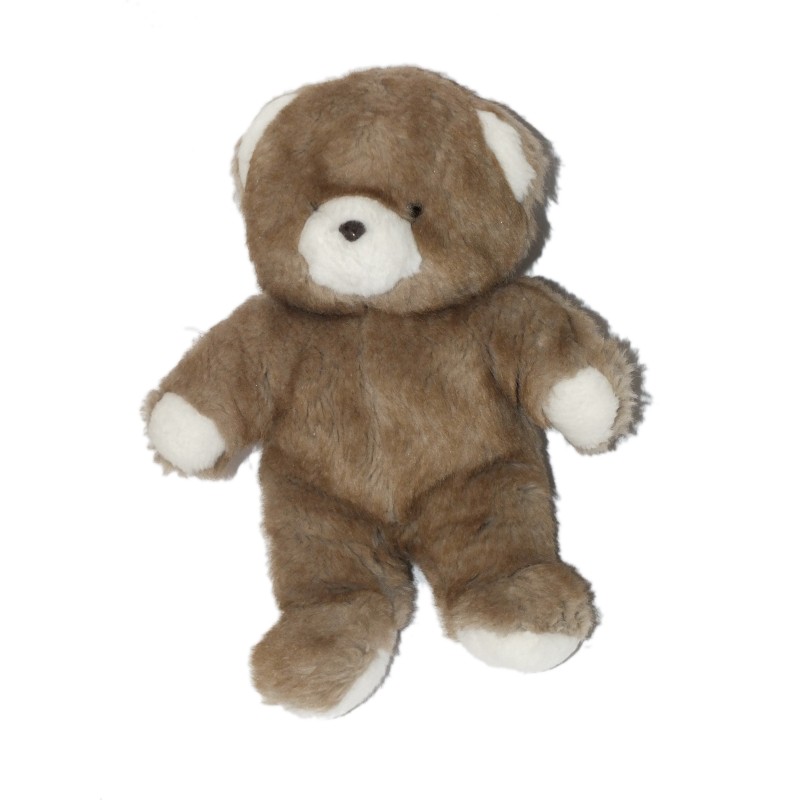 Peluche Ancien Ours marron blanc Vintage Nounours 26 cm (27814)