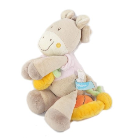 Doudou Peluche Musicale Cheval beige rose Carotte Escargot 20 cm BEBEREVE (26302)