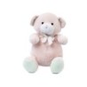 Doudou Ours rose saumon vert noeud blanc Nounours 21 cm (28483)