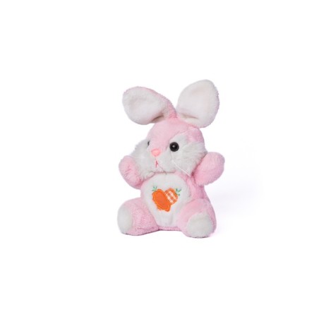Doudou peluche Lapin blanc rose nounours carottes 25 cm (28360)
