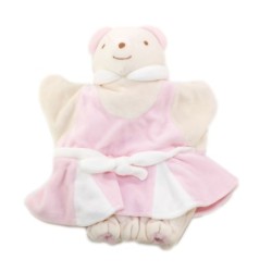 Doudou Ours blanc rose Marionnette Nounours 26 cm (26301)
