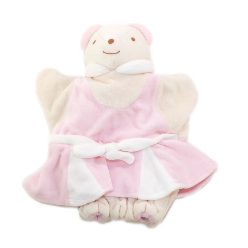 Doudou Ours blanc rose Marionnette Nounours 26 cm (26301)
