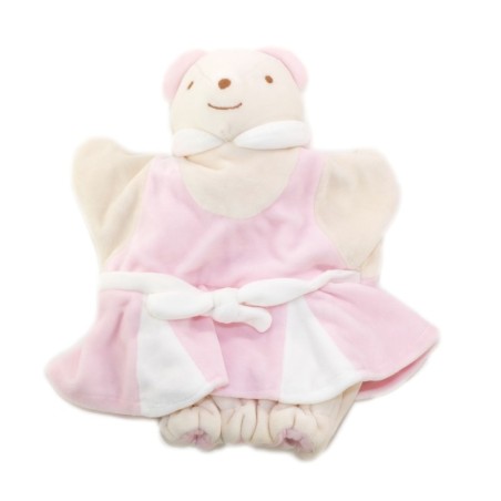 Doudou Ours blanc rose Marionnette Nounours 26 cm (26301)