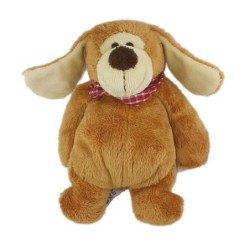 Doudou peluche Chien marron Foulard bordeaux Nounours 19 cm (26275)