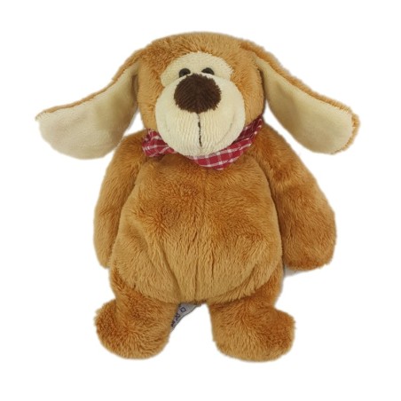 Doudou peluche Chien marron Foulard bordeaux Nounours 19 cm (26275)
