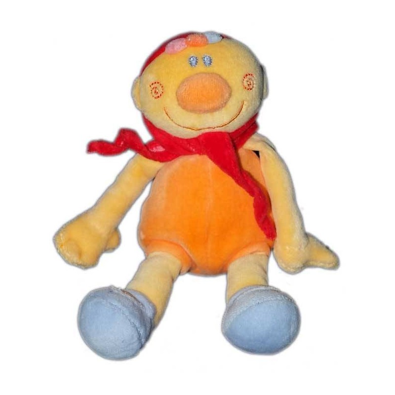 Petit doudou Lutin orange jaune bleu Nattou 18 cm Billy et Babette Aubert (14840)