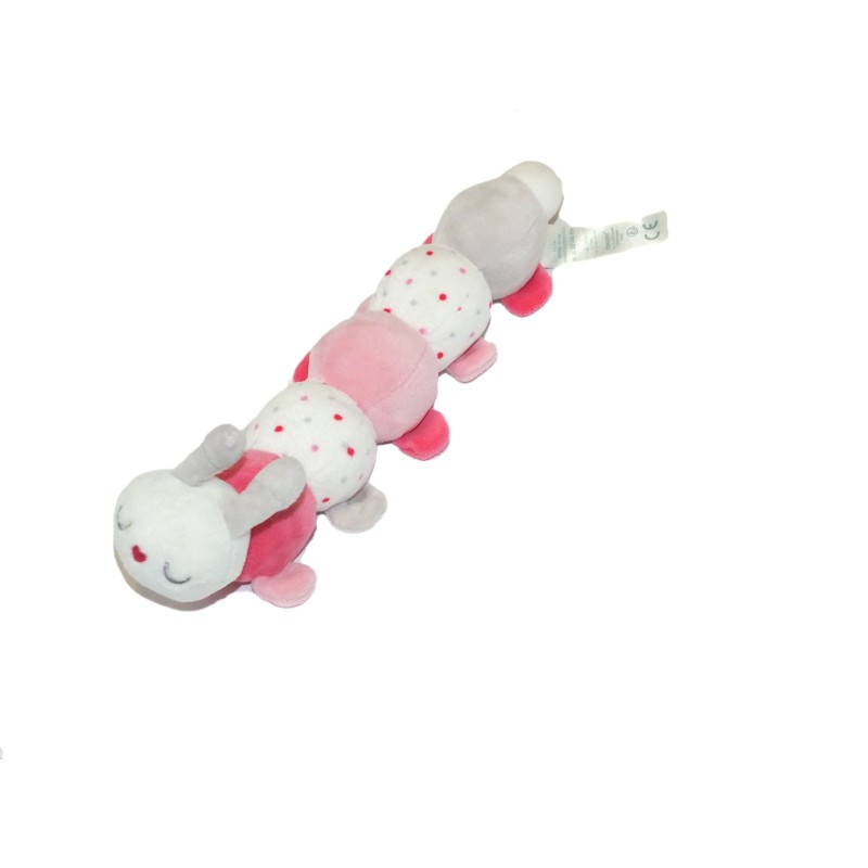 Doudou peluche hochet chenille rose OBAIBI Grelot 28 cm (27056)