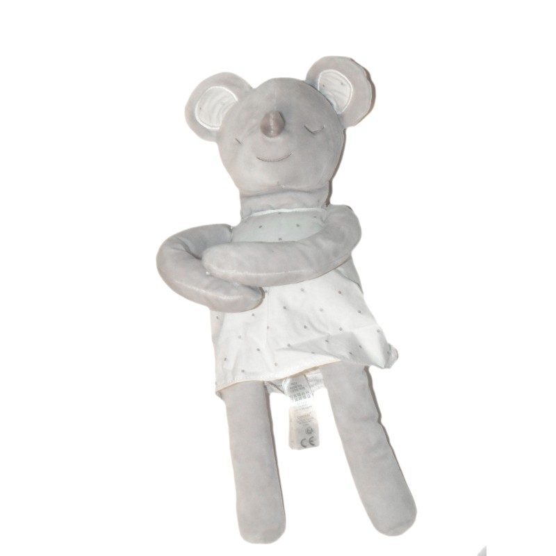 Peluche doudou Souris grise robe pois Obaibi 36 cm (27579)