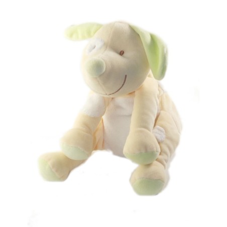 Doudou peluche Chien Jaune vert Foulard Bleu KIABI 24 cm (26101)