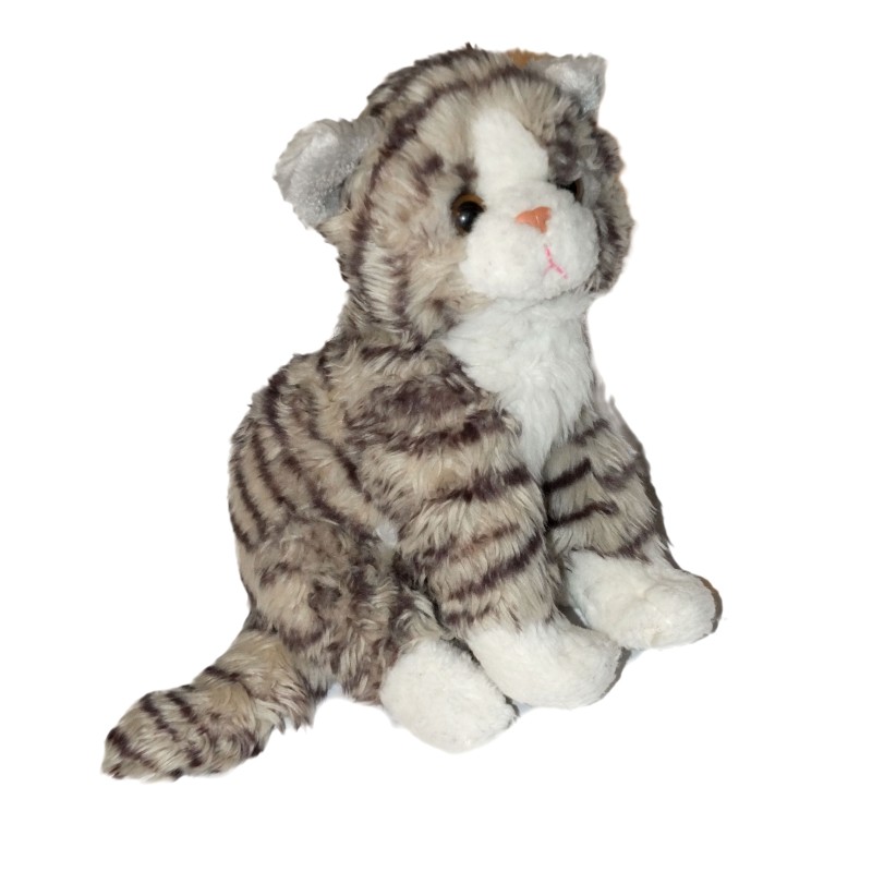 Peluche Chat Qui Miaule Gris Blanc Gipsy 22 Cm (27510)