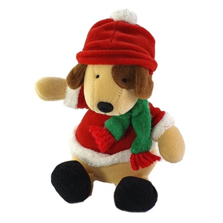 Doudou peluche Chien beige manteau Echparpe Bonnet Hiver Noel Gipsy 24 cm (22908)