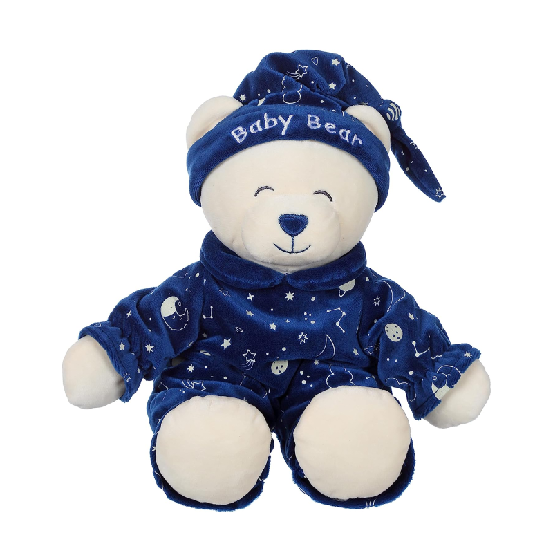 Doudou peluche Ours Gipsy Baby bear luminesncente bleu nuit 30 cm (28366)