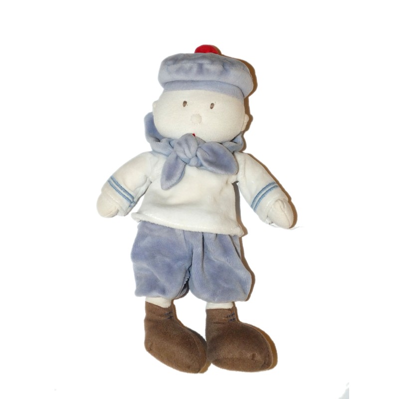 Doudou Marin blanc bleu 26 cm Jacadi (26861)