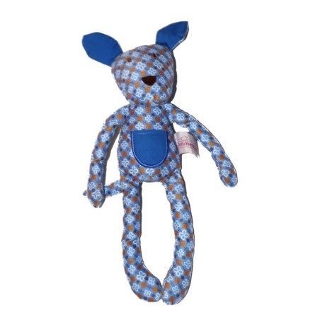 Doudou chien bleu Fleurs Pommette 32 cm (27120)