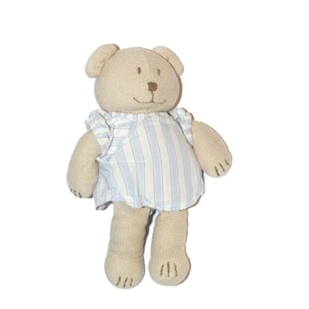 Doudou Ours tricot chemise bleue Jacadi 22 cm (26903)