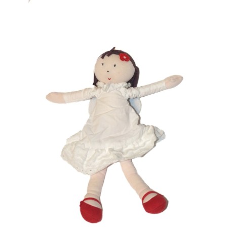 Doudou poupée Jacadi robe blanche ailes 32 cm Fille ange (27432)