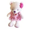 Doudou ours rose robe oiseau 25 cm Pommette 579/3215 (18846)