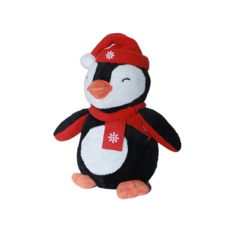 Doudou peluche Pingoin bonnet écharpe rouge FL Augusta 25 cm (28196)
