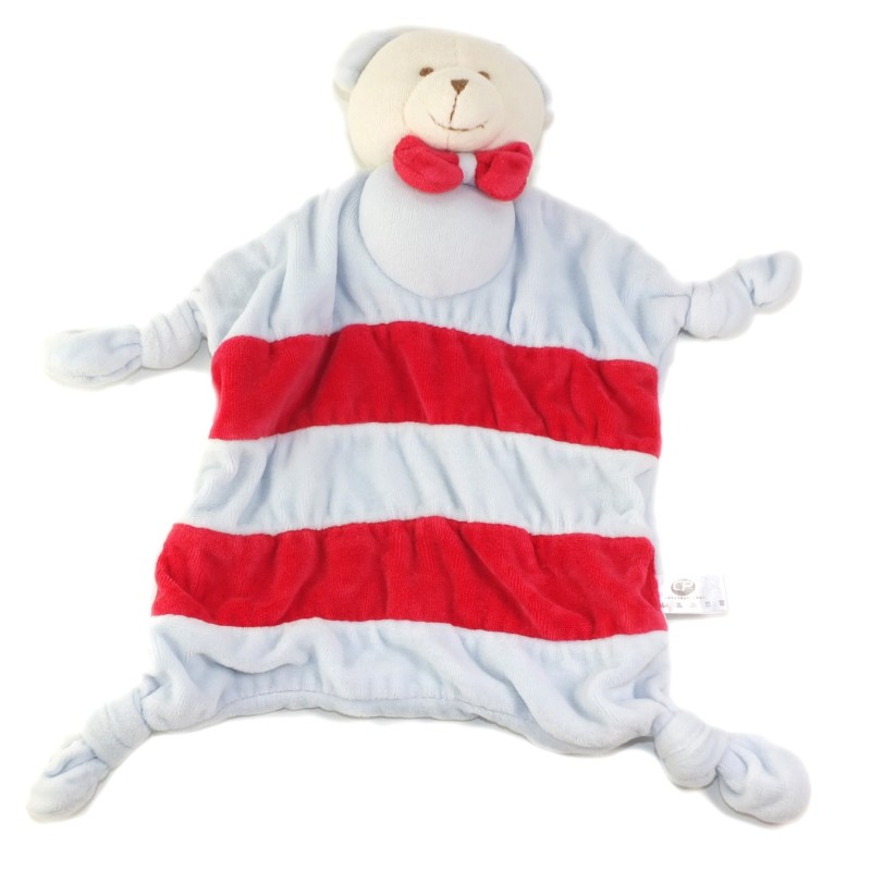 CP INTERNATIONAL Doudou Ours bleu rouge rayures (25885)