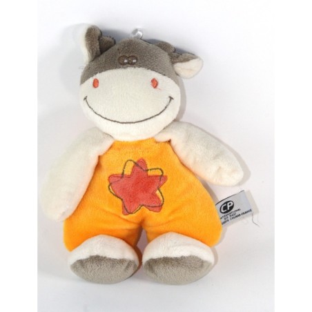 Peluche Doudou Vache orange Etoile rouge Grelot 24 cm CP International (23294)