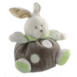 Peluche doudou Lapin marron vert Siprales Grelot 18 cm CP International (23285)