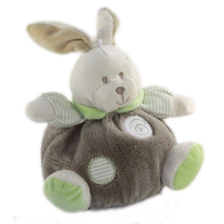 Peluche doudou Lapin marron vert Siprales Grelot 18 cm CP International (23285)