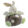 Peluche doudou Lapin marron vert Siprales Grelot 18 cm CP International (23285)