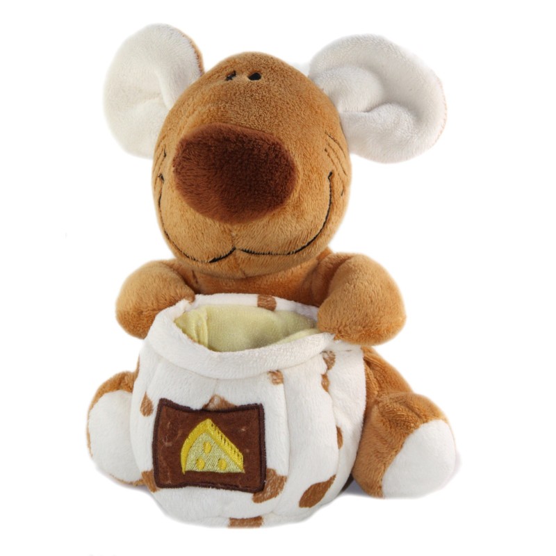 Peluche doudou Souris marron Poche fromage 21 cm CP International (23286)