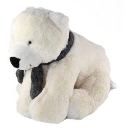 Peluche Ours blanc Echarpe grise 26 cm CP International (23290)