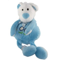 Peluche doudou Ours Bleu Fleurs abeille 30 cm Item International (23288)