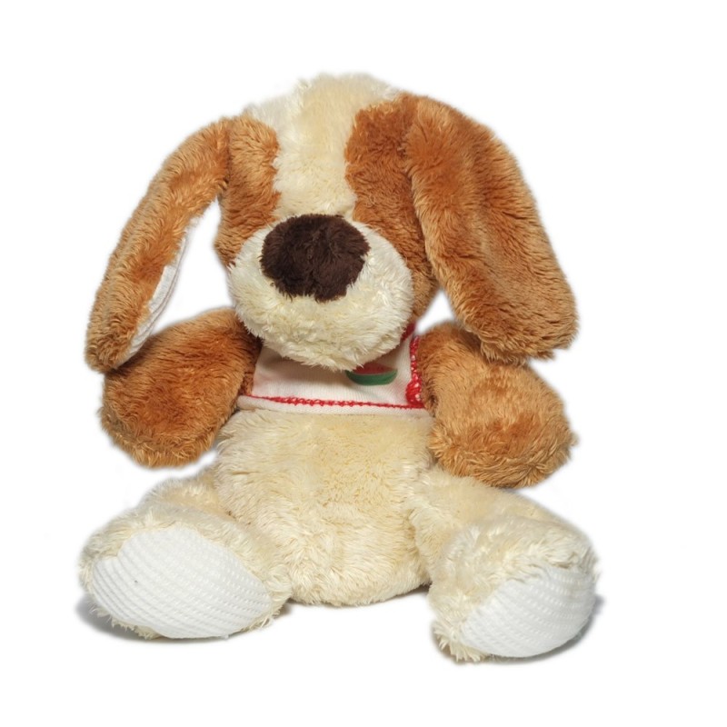 Peluche Doudou Chien marron beige clair blanc cassé crème Trudi 24 cm (17734)