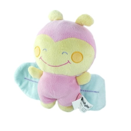 Peluche doudou Kimbaloo rose jaune bleu La Halle 25 cm (20270)