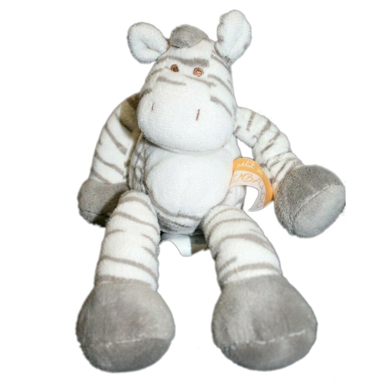 Peluche doudou Zebre blanc gris Kimbaloo 22 cm (22237)