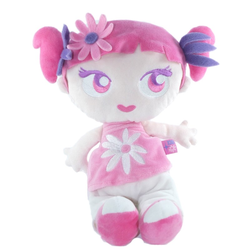 Peluche doudou Fille rose mauve fleur KMB Kimbaloo 32 cm (23365)