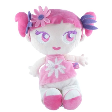 Peluche doudou Fille rose mauve fleur KMB Kimbaloo 32 cm (23365)