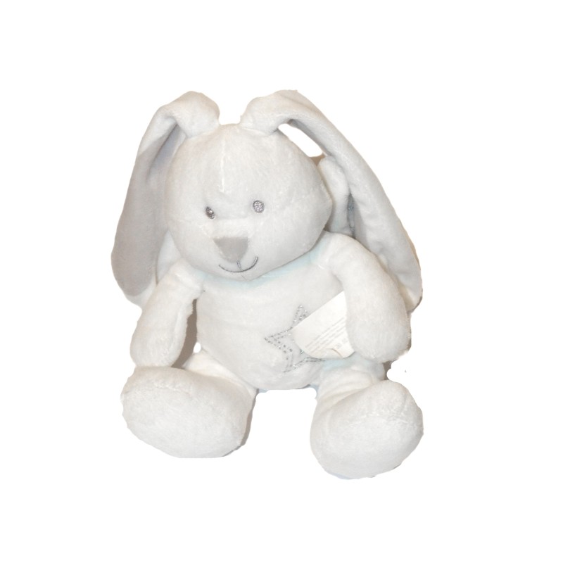 Doudou Lapin blanc gris Etoile Ailes Kimbaloo 18 cm (27360)