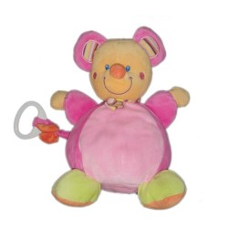 Doudou peluche Souris rose orange Echarpe MOTS D ENFANTS 22 cm (22051)