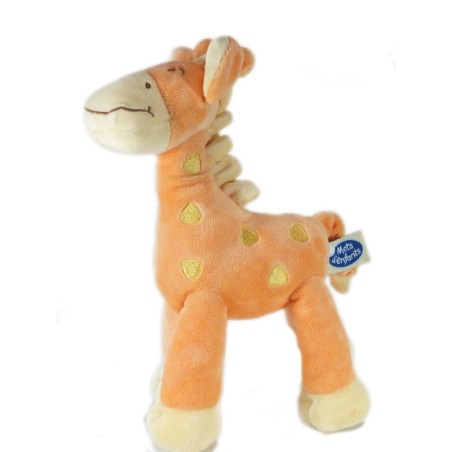 Doudou peluche Girafe orange jaune 25 cm Mots d'Enfants (17666)