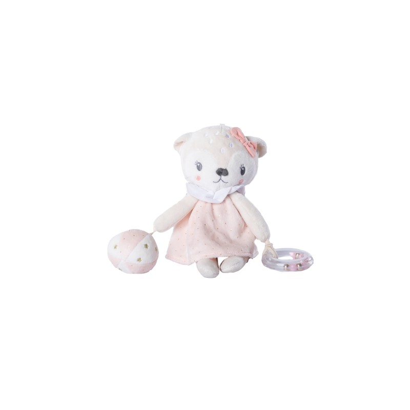 Doudou biche rose Hochet Mots d’Enfants 25 cm (28269)