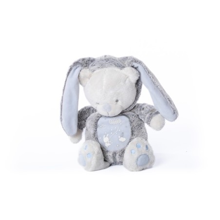 Doudou Ours lapin blanc gris chiné Mots d’Enfants 25 cm (28279)