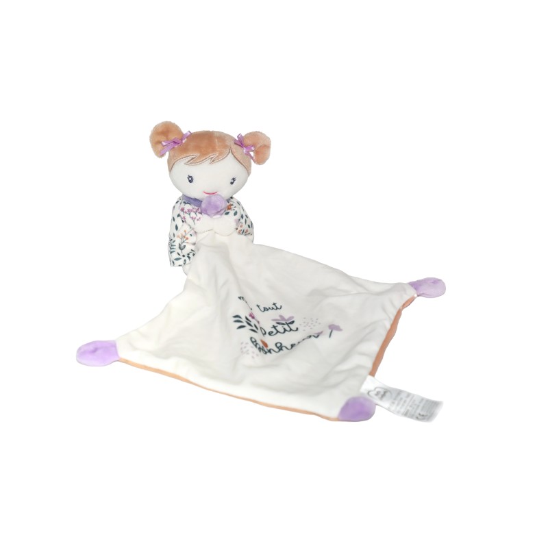 Doudou plat Poupée Fille Mon Petit Bonheur Mots d'Enfants (28534)