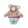 Doudou Peluche Souris grise tissu fleuri habits 30 cm (27889)