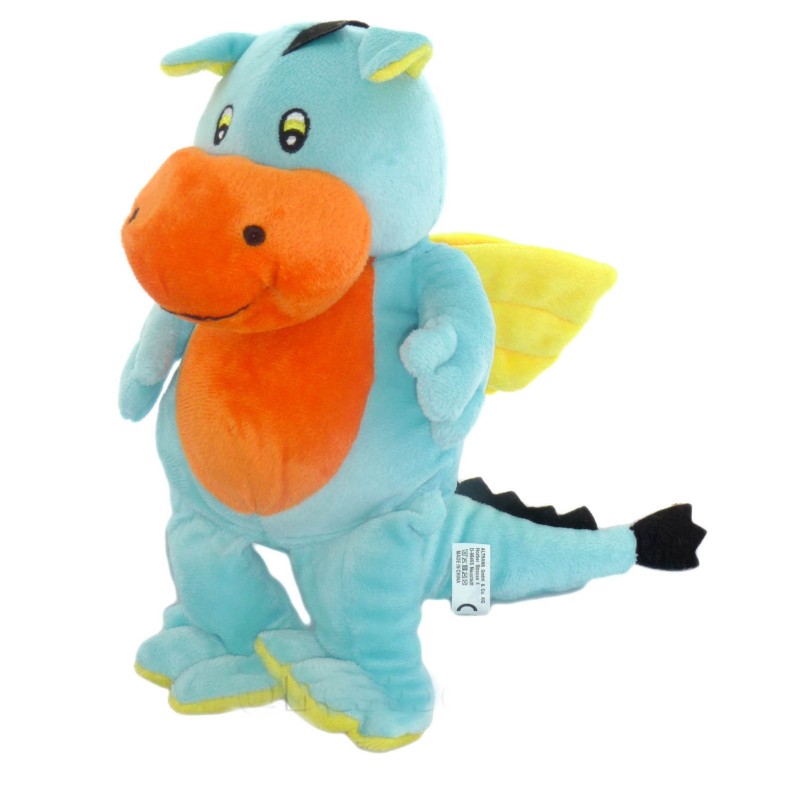 Doudou peluche DRAGON bleu jaune orange ALTHANS CLUB 28 cm (9467)