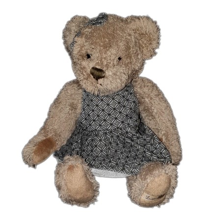 Peluche Ours beige Robe Louise Mensen assis 18 cm (22500)