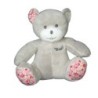 Peluche doudou ours gris Musti de Mustela tissu fleuri 18 cm (19846)