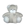 Doudou ours gris rayures bleues Musti de Mustela tissu raye 18 cm (21769)