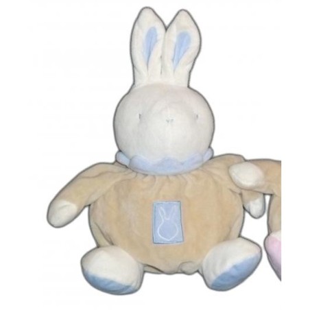 Doudou peluche Lapin boule KLORANE - Beige bleu blanc 27 cm (13149)