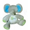 Doudou peluche elephant gris vert bleu Bebisol Arthur et Lola 20 cm (10541)