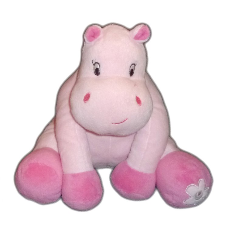 Doudou Hippopotame Rose Arthur et Lola BEBISOL Grelot 20 cm (8490)