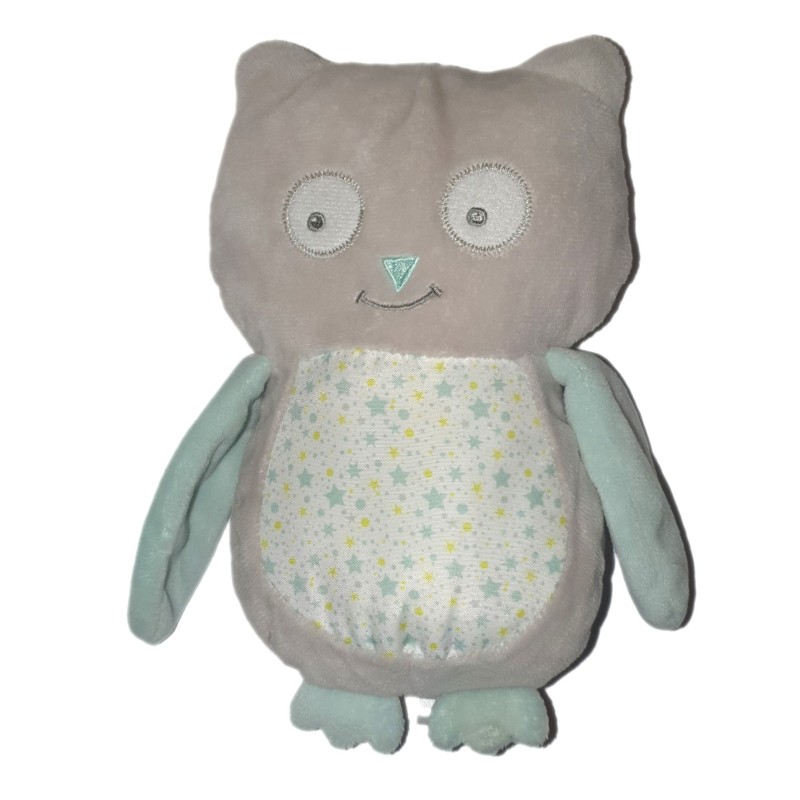 Peluche doudou Hibou gris bleu vert Arthur et Lola 19 cm (25906)